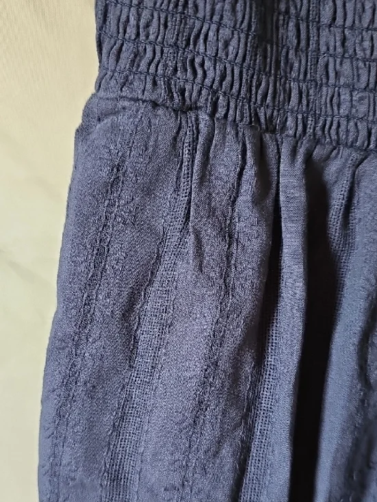 Smocked Square-Neck Tiered Midi Dress in Navy Size Medium - Picture 8 of 9